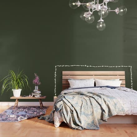 Dark Natural Green Solid Color Wallpaper