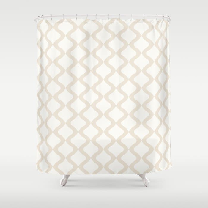 Alva Pattern - Vintage Neutral White Shower Curtain