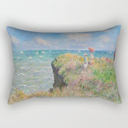 Claude Monet " Cliff Walk At Pourville" Rectangular Pillow