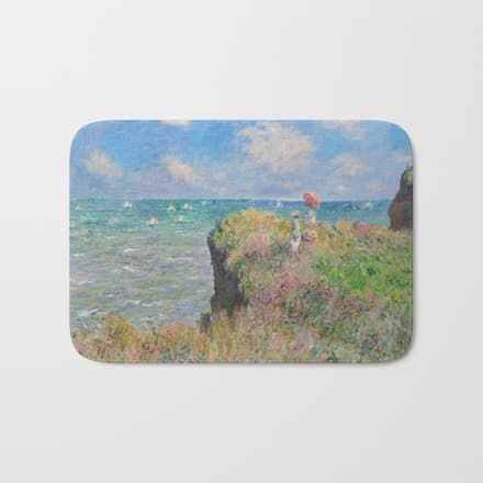 Claude Monet " Cliff Walk At Pourville" Bath Mat