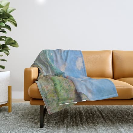 Claude Monet " Cliff Walk At Pourville" Throw Blanket