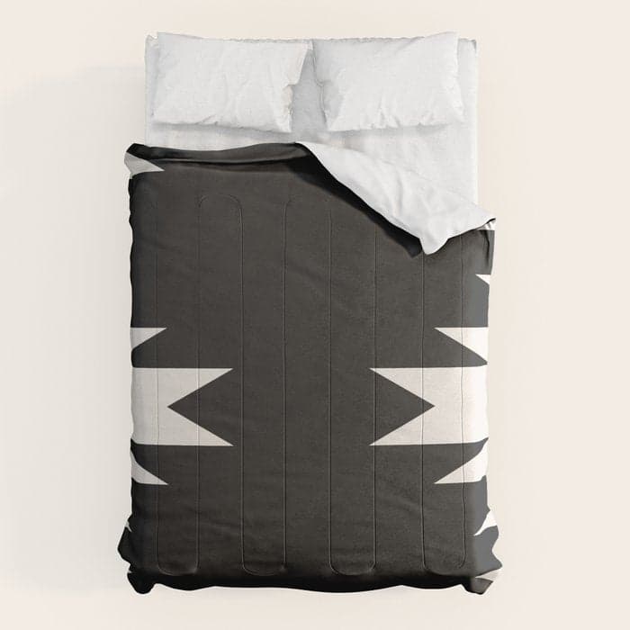 Geometric Southwestern Minimalism - Black and White Comforter