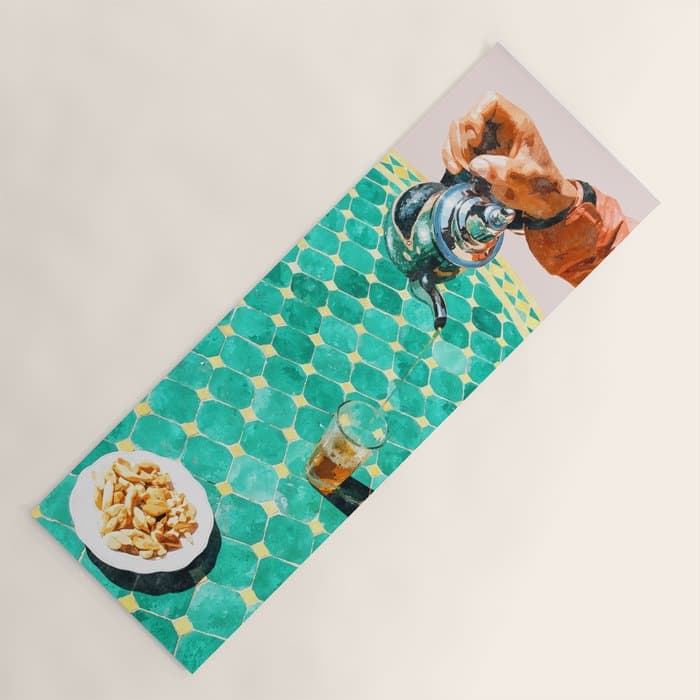 Chai, India Culture & People Painting, Exotic Travel Places Tea Bohemian Colorful Morocco Turkish Yoga Mat