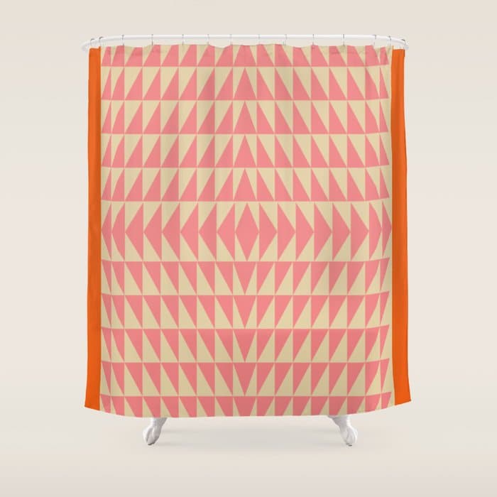 Bold Triangle Pattern in Pink and Orange Shower Curtain