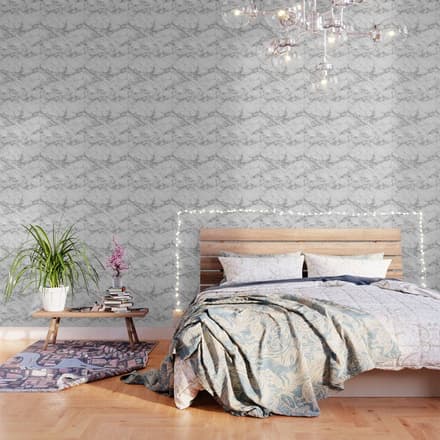 Elegant Chic White Gray Silver Glitter Marble Wallpaper