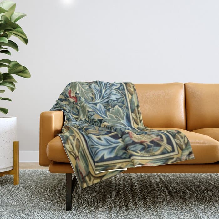 William Morris Birds and Acanthus Throw Blanket