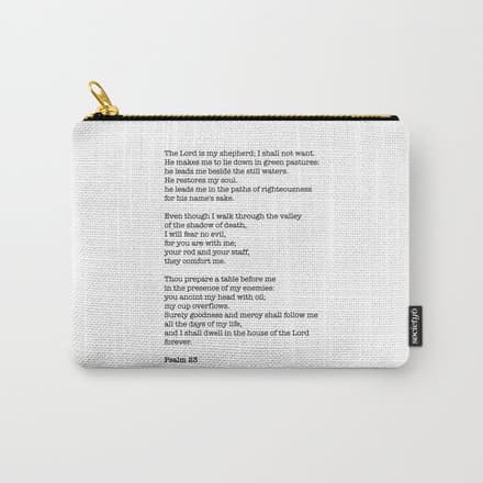 Psalm 23 Bible Verse Print - The Lord Is My Shepherd Carry All Pouch