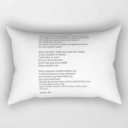 Psalm 23 Bible Verse Print - The Lord Is My Shepherd Rectangular Pillow