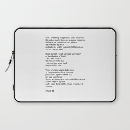 Psalm 23 Bible Verse Print - The Lord Is My Shepherd Laptop Sleeve