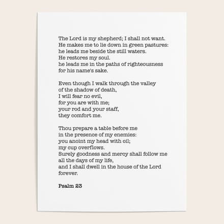 Psalm 23 Bible Verse Print - The Lord Is My Shepherd Poster