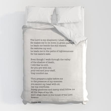 Psalm 23 Bible Verse Print - The Lord Is My Shepherd Duvet Cover