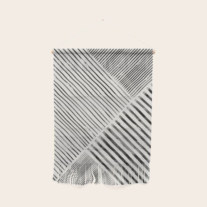 Black and White Stripes, Abstract Wall Hanging