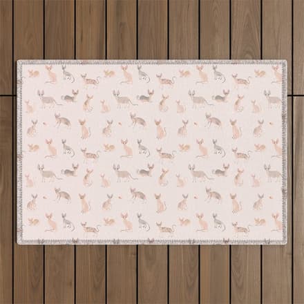 Sphynx Cats - No Furr Don'T Care - Cat Pink Outdoor Rug