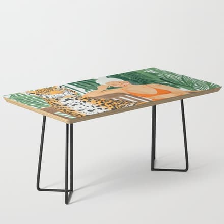 Jungle Vacay | Modern Bohemian Blonde Woman Tropical Travel | Leopard Wildlife Forest Reader Coffee Table