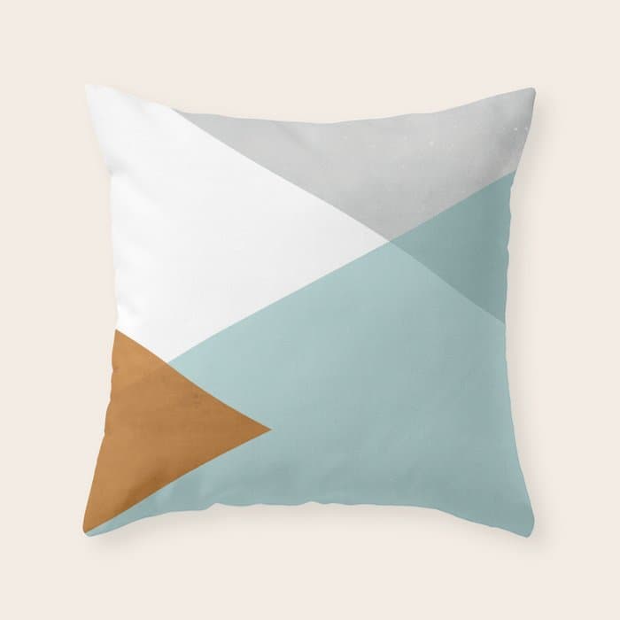 Geometrics - aqua & orange concrete Throw Pillow