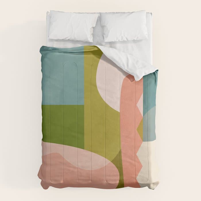 shapes geometry art mid century Comforter
