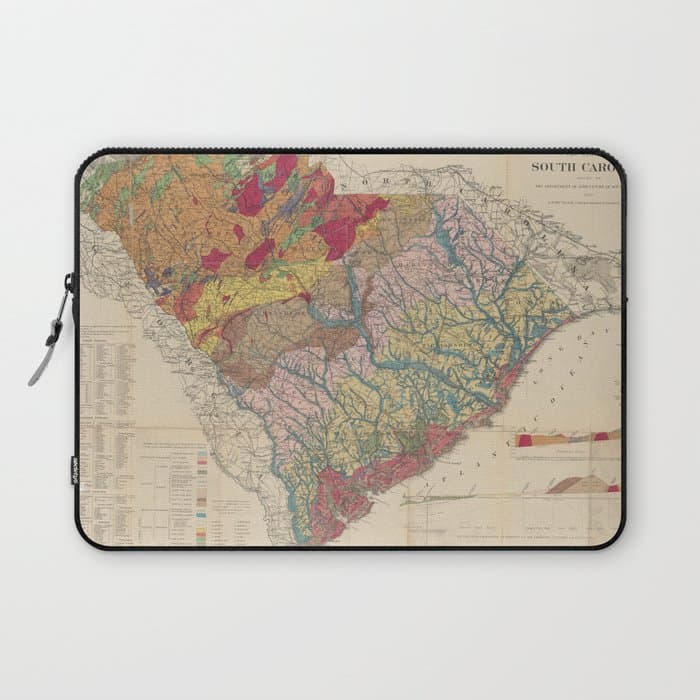 Vintage Geological Map of South Carolina (1883) Laptop Sleeve
