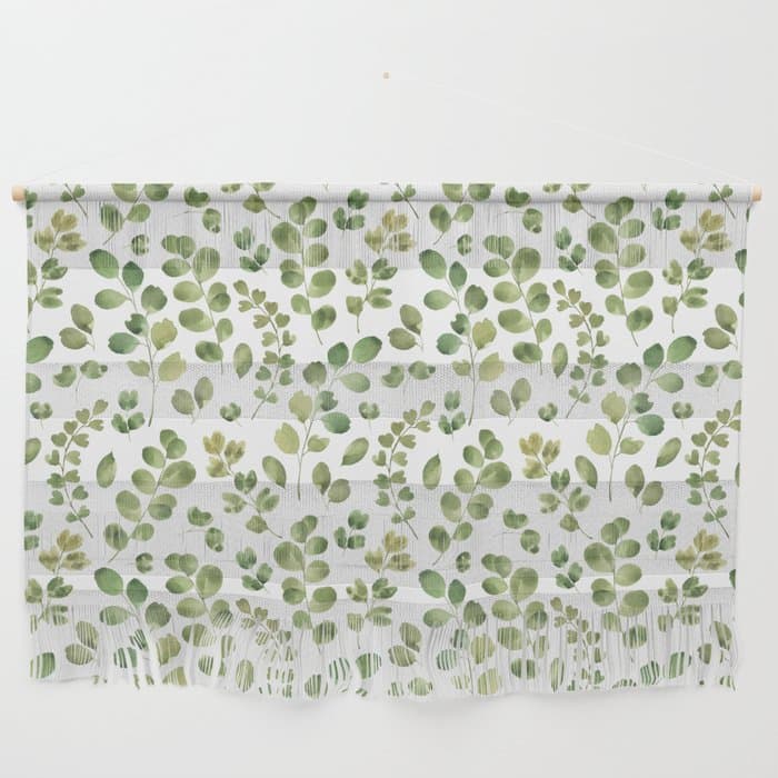 Watercolor green botanical leaves hand painted pattern Wall Hanging