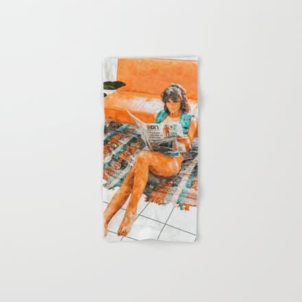 The Gossip Column | Modern Bohemian Woman Hippie DCor | Staycation Fashion Painting  Bath Towel