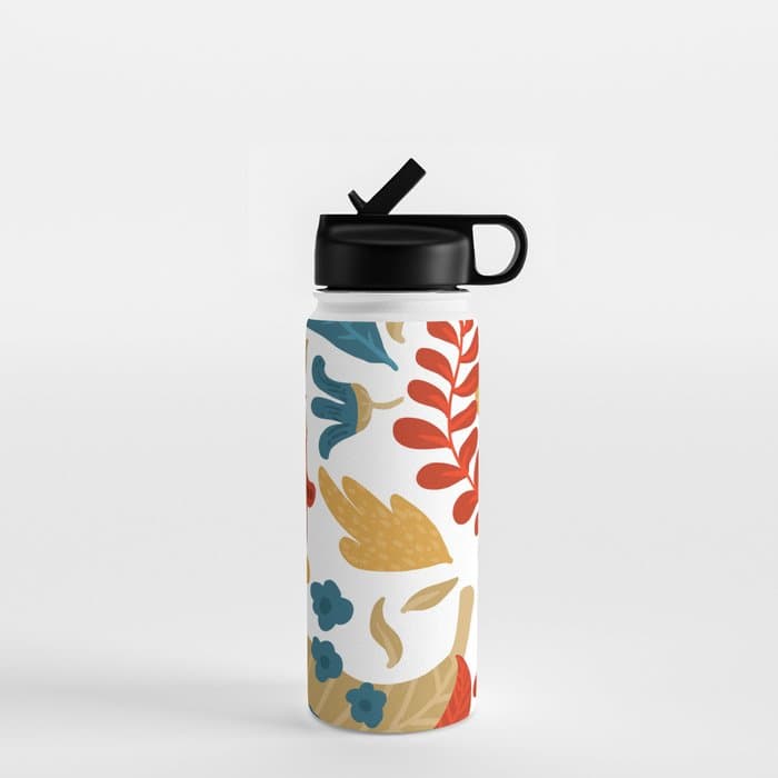 Echo of Innocence | Botanical Nature Eclectic Plants | Vintage Floral Rustic Spring Garden Blossom Water Bottle