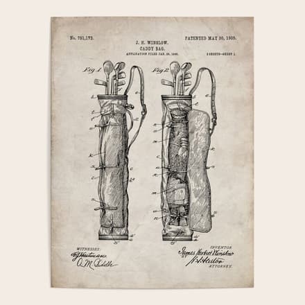 Golf Bag Patent - Caddy Art - Antique Poster