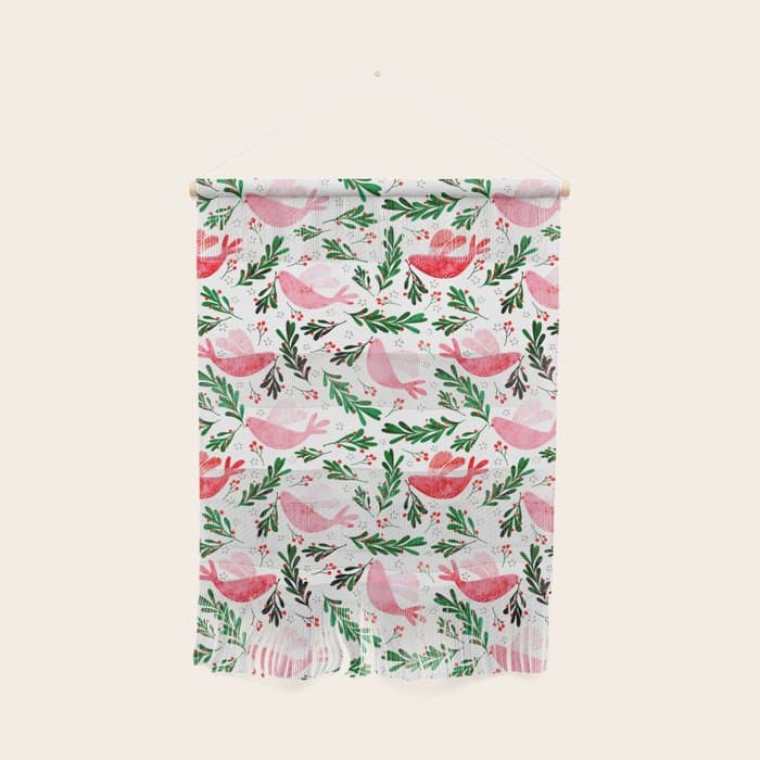 Festive Birds - christmas pattern no2 Wall Hanging