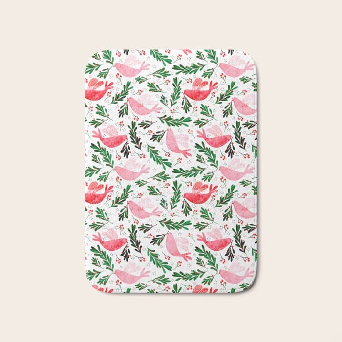 Festive Birds - christmas pattern no2 Bath Mat