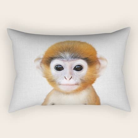 Baby Monkey - Colorful Rectangular Pillow