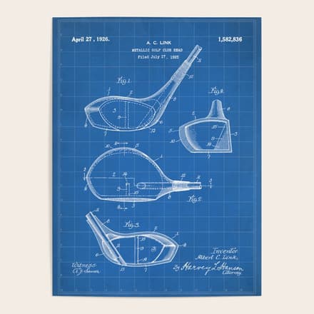 Golf Driver Patent - Golf Art - Blueprint Poster