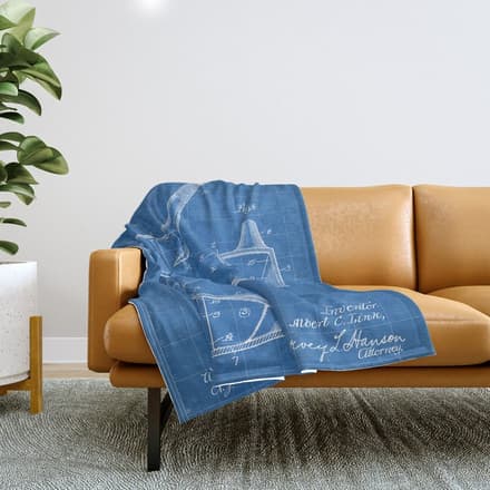 Golf Driver Patent - Golf Art - Blueprint Throw Blanket