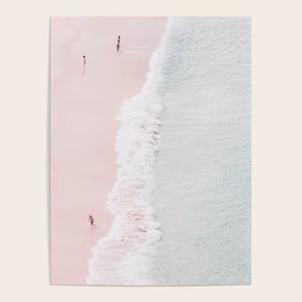 Aerial Pink Beach Print - Pastel - Ocean - Sea - Travel Photography Poster