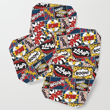 Modern Comic Book Superhero Pattern Color Colour Cartoon Lichtenstein Pop Art Coaster