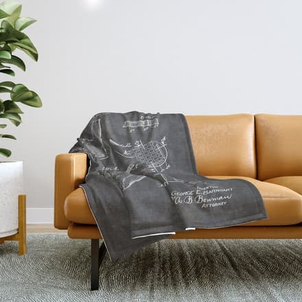 Golf Clubs Patent - Golfing Art - Black Chalkboard Throw Blanket