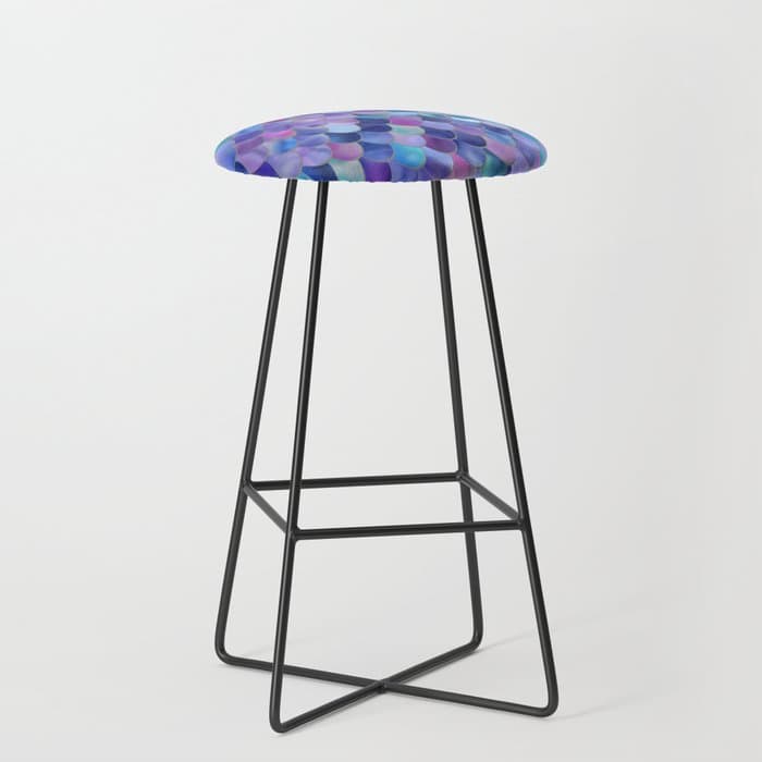 Mermaid Scales Art, Purple, Pink, Teal, Blue, Green Stool