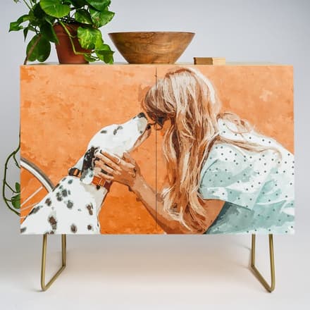 Pet Bound | Dalmatian Dog Lover Friendship Companion | Modern Bohemian Woman Puppy Animals Love Credenza
