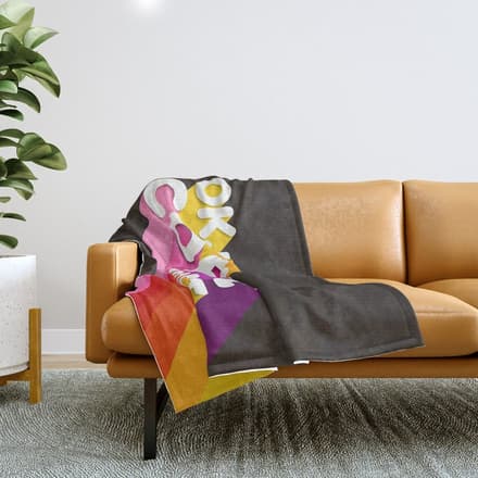 Ok, But Coffee First - Retro Typography Throw Blanket