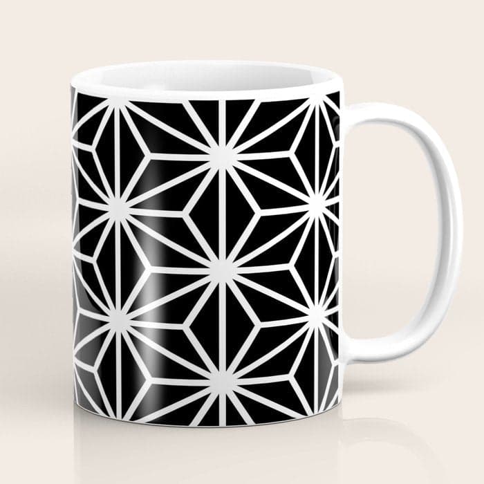 Geometric abstract modern black white stripes Coffee Mug