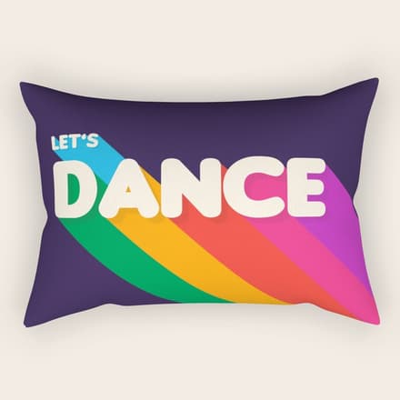 Rainbow Dance Typography- Let'S Dance Rectangular Pillow