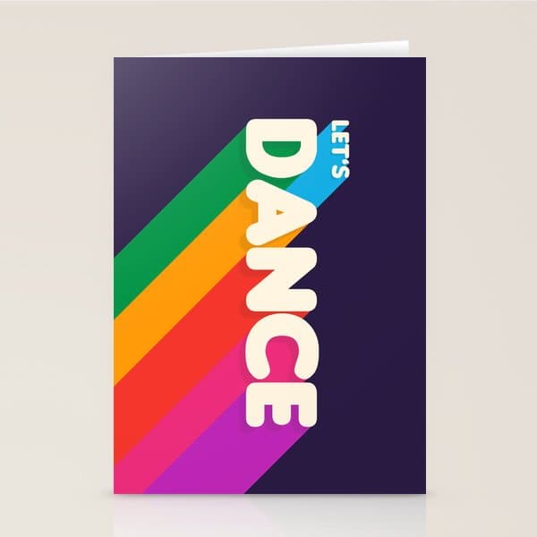 RAINBOW DANCE TYPOGRAPHY- let's dance Stationery Card