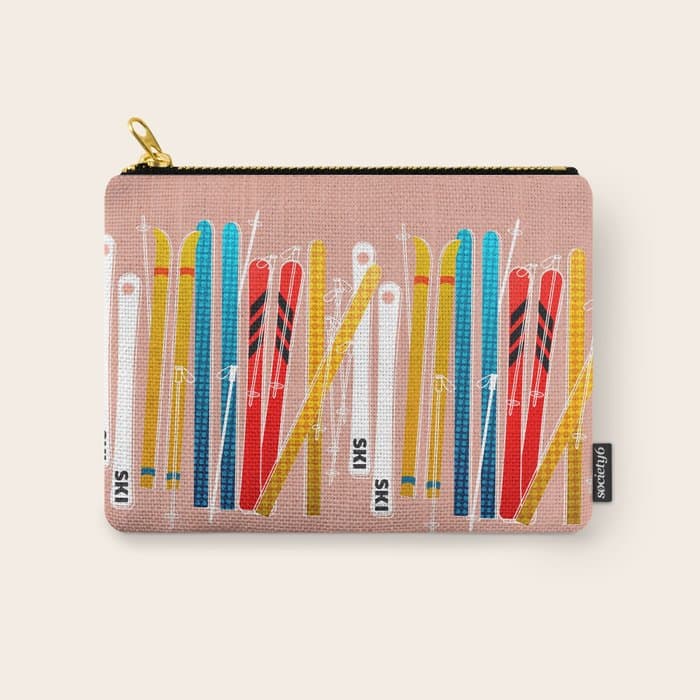 Colorful Ski Illustration and Pattern no 2 Carry All Pouch