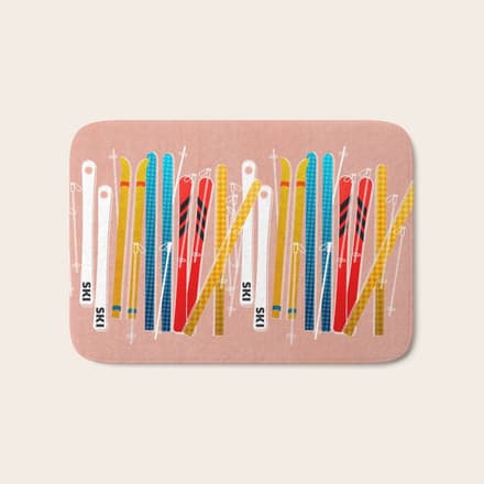 Colorful Ski Illustration And Pattern No 2 Bath Mat