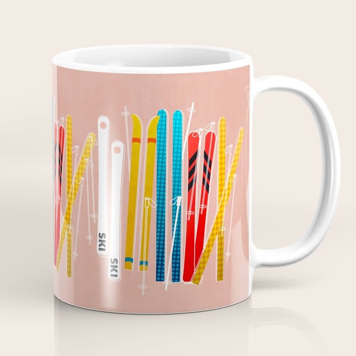 Colorful Ski Illustration and Pattern no 2 Coffee Mug