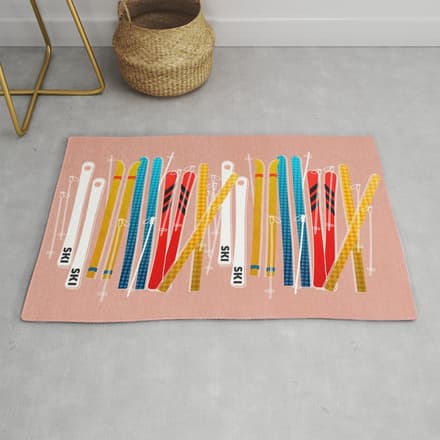 Colorful Ski Illustration And Pattern No 2 Rug