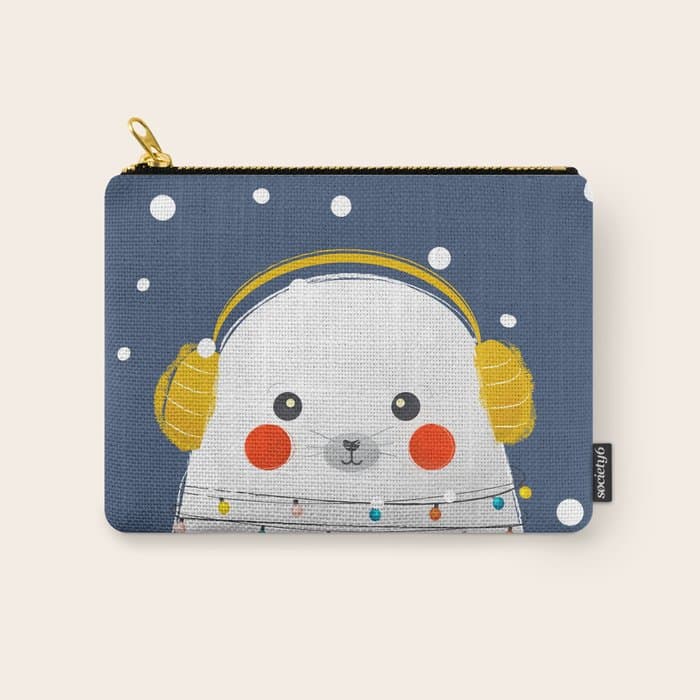 Christmas Baby Seal with fairy lights Carry All Pouch