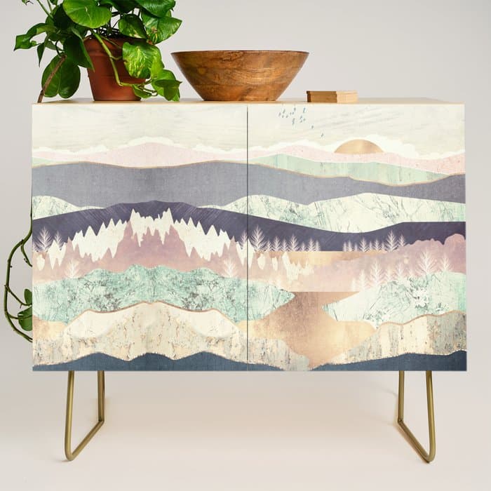 Golden Spring Reflection-Horizontal Muted Credenza