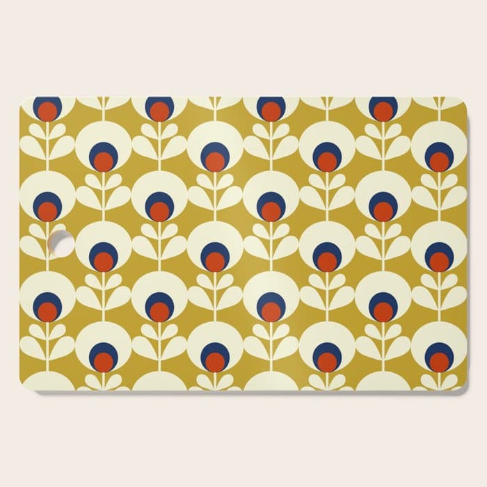 Flowers geometry mustard - retro pattern no3 Cutting Board