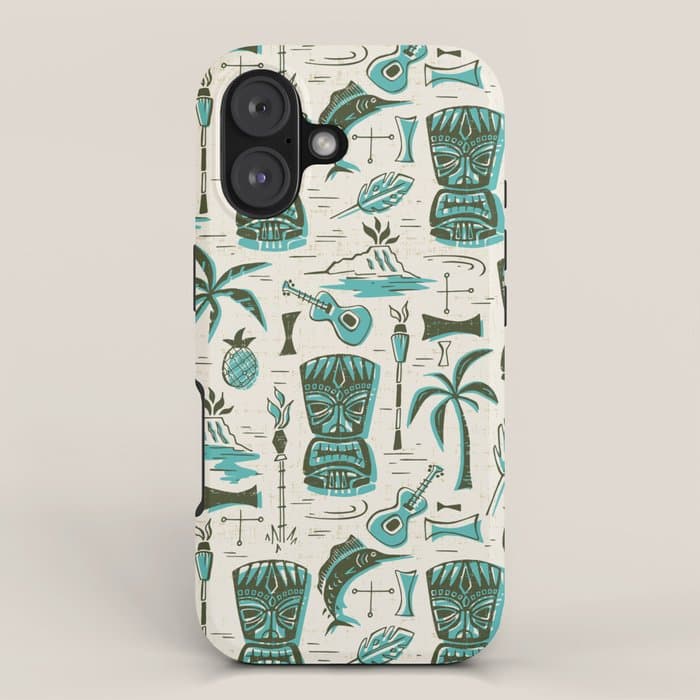 Tropical Tiki - Cream & Aqua iPhone Case