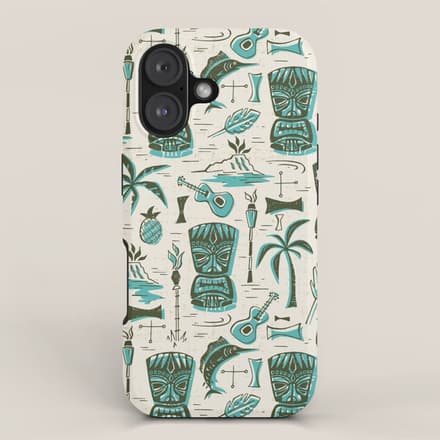 Tropical Tiki - Cream & Aqua Iphone Case