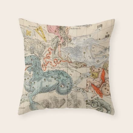 Vintage Celestial & Astrological Map  (1693) Throw Pillow