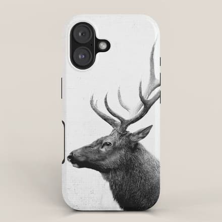 Bull Elk  Black And White Wildlife Photography Iphone Case
